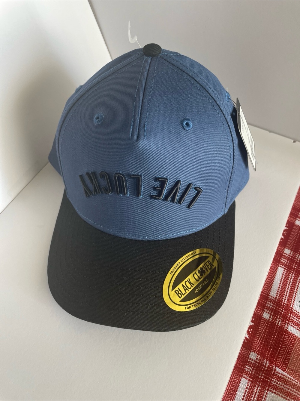 Black Clover Live Lucky Upside Down SnapBack  Golf Hat Blue Black NWT